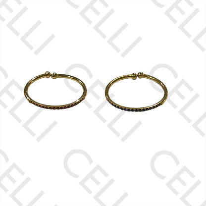 Steel Ring - with brilliant-cut diamonds in a row