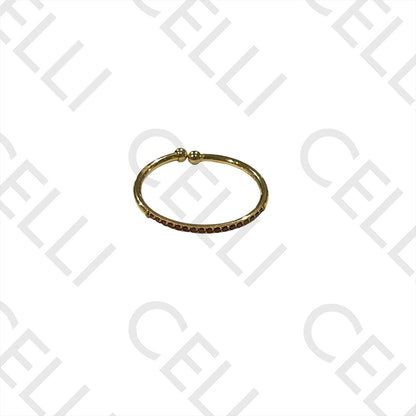 Steel Ring - with brilliant-cut diamonds in a row