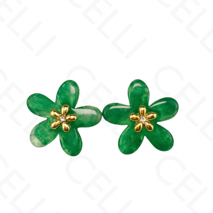 Pendiente de acero - flor de resina