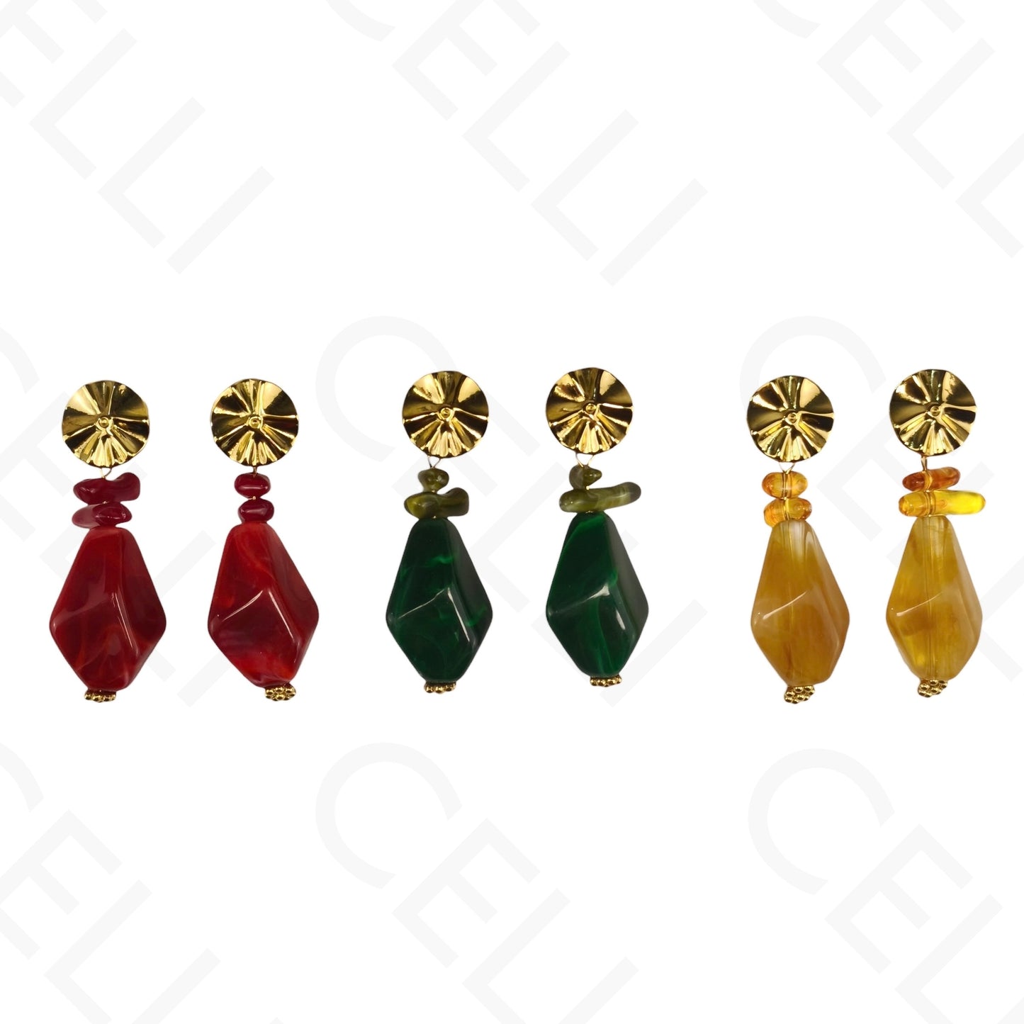 Brinco de aço - círculo, pendente conta de resina