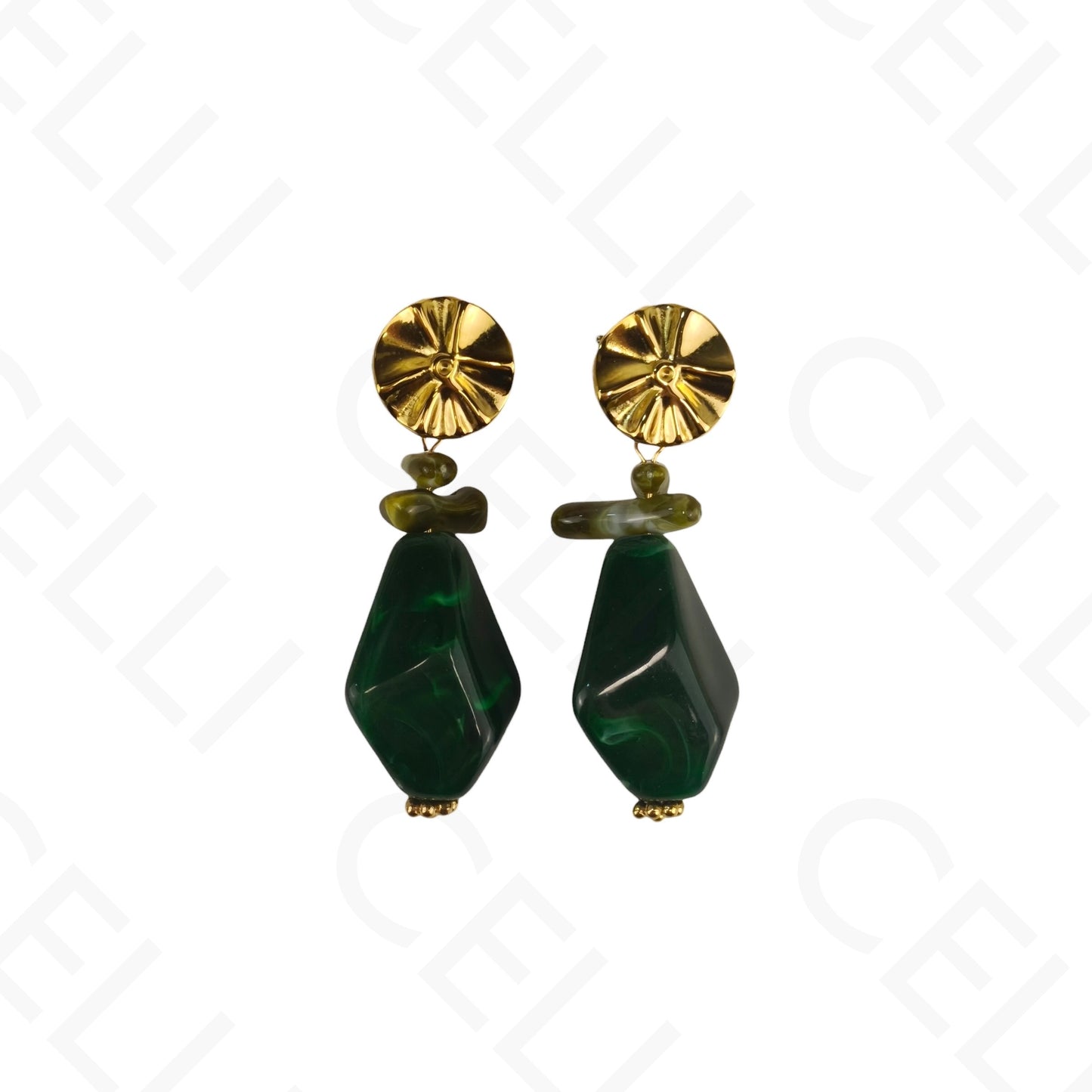 Brinco de aço - círculo, pendente conta de resina