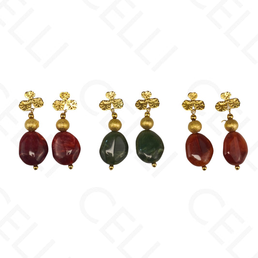 Brinco de aço - flor, pendente conta de resina