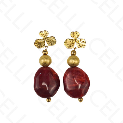 Pendiente de acero - flor, colgante de cuenta de resina