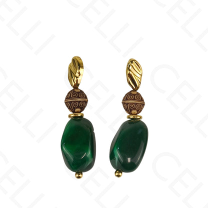 Brinco de aço - oval e pendentes de resina