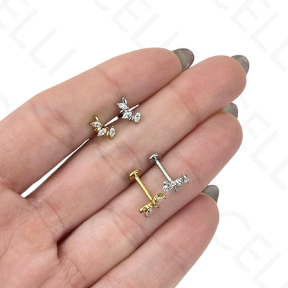 Steel Piercing - half circle with rhinestones