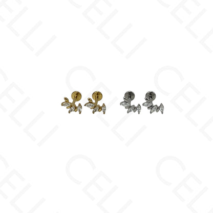 Steel Piercing - half circle with rhinestones