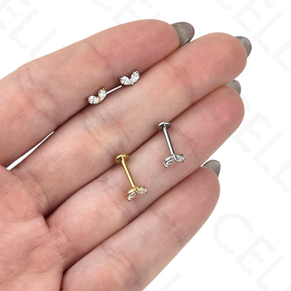 Piercing de Aço - 2 brilhantes em formato V