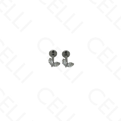 Piercing de Aço - 2 brilhantes em formato V