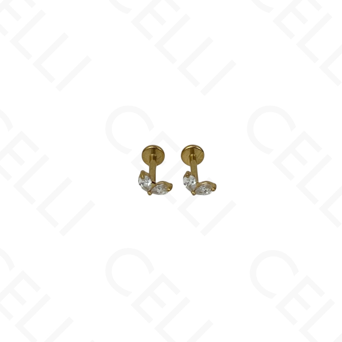 Piercing de Aço - 2 brilhantes em formato V