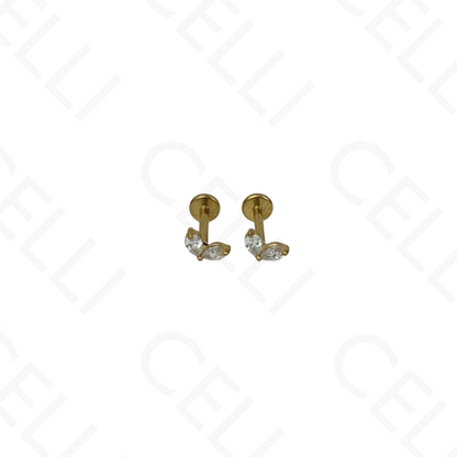 Piercing de Aço - 2 brilhantes em formato V