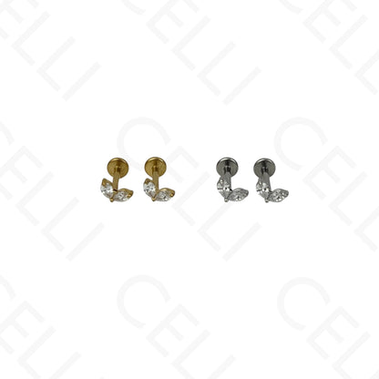 Piercing de Aço - 2 brilhantes em formato V
