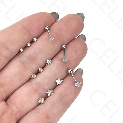Piercing de Aço - brilhante em formato de estrela