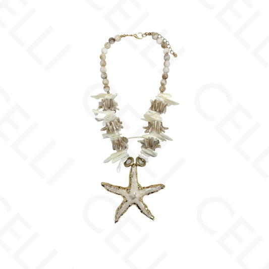 Colar de moda - contas com estrela do mar esmaltado (4 cores)