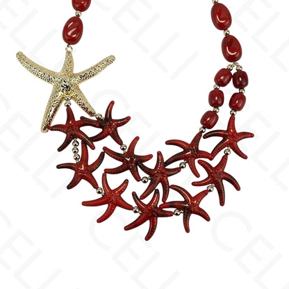 Colar de moda - estrelas do mar em resina