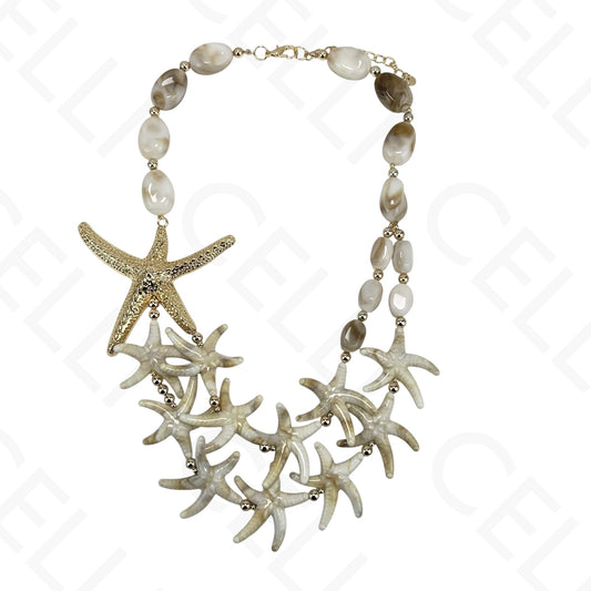 Colar de moda - estrelas do mar em resina