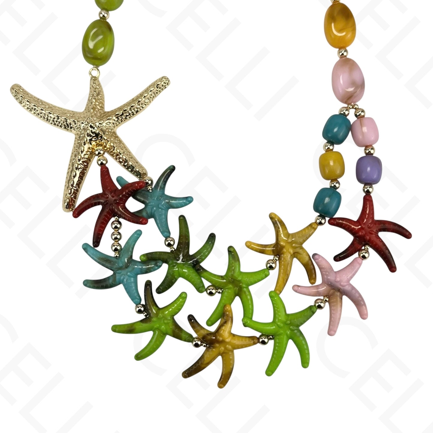 Colar de moda - estrelas do mar em resina
