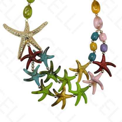 Colar de moda - estrelas do mar em resina