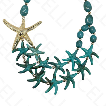 Colar de moda - estrelas do mar em resina