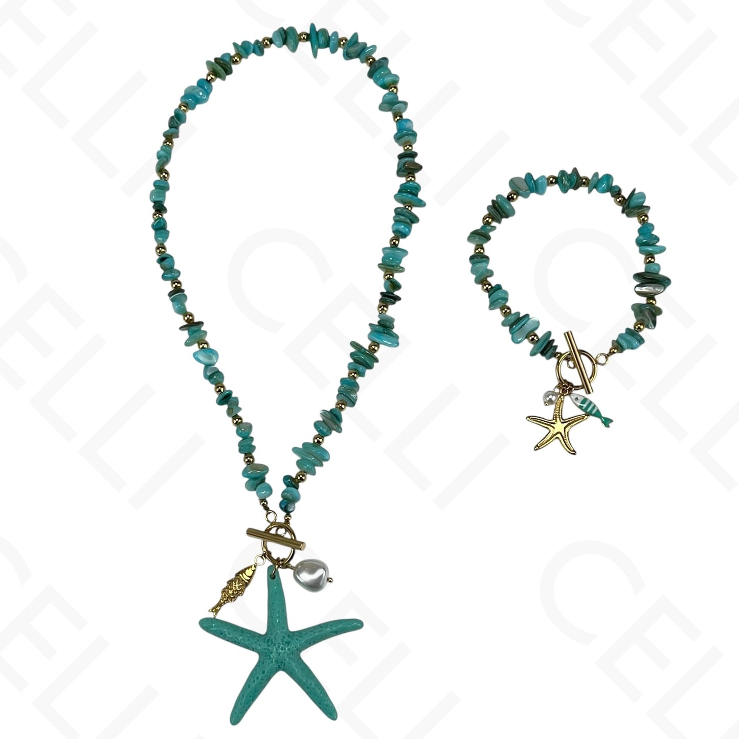 Steel necklace - 7 saint medals