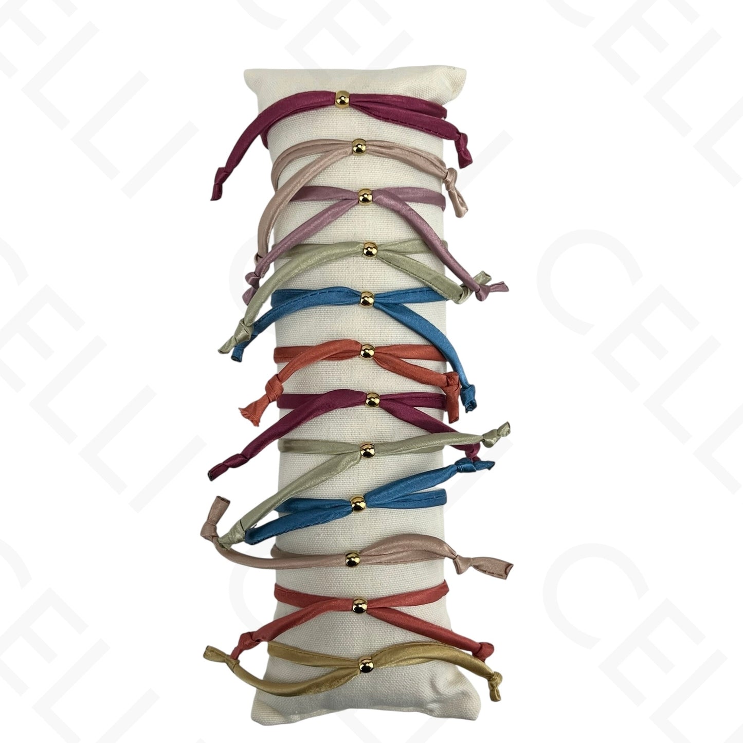 Set of Stainless Steel Bracelets (12 pcs.) - Fabric with steel pendant