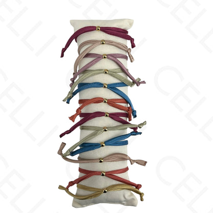 Set of Stainless Steel Bracelets (12 pcs.) - Fabric with steel pendant