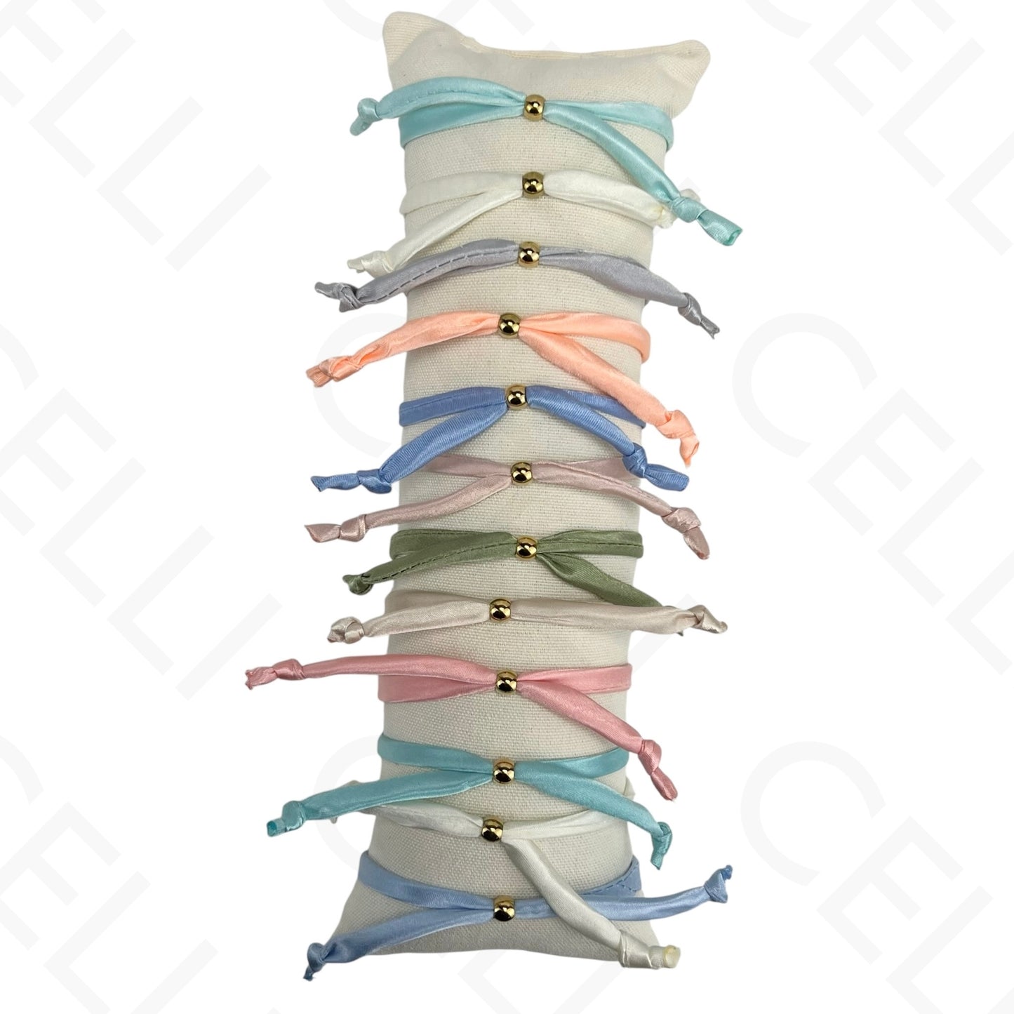 Set of Stainless Steel Bracelets (12 pcs.) - Fabric with steel pendant