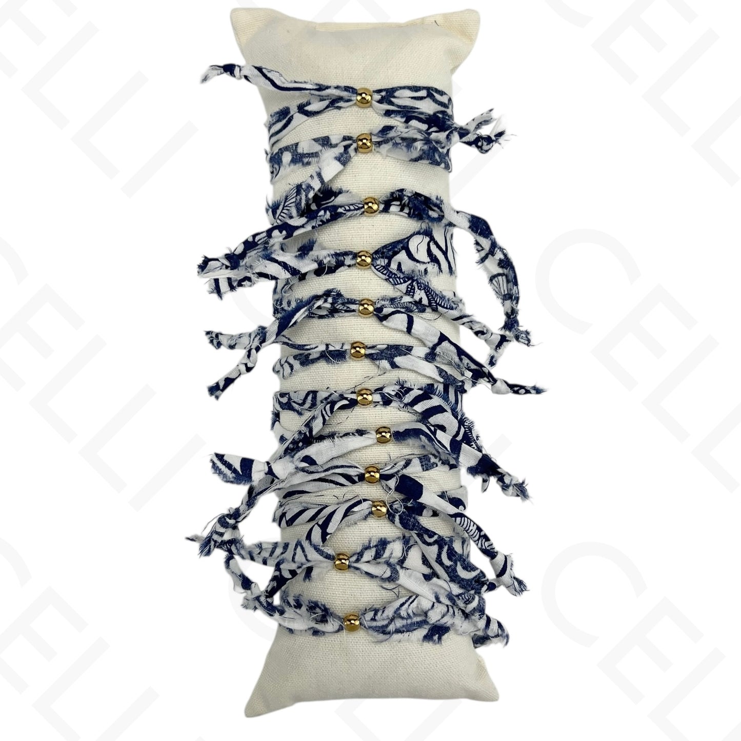 Set of Stainless Steel Bracelets (12 pcs.) - Fabric with steel pendant