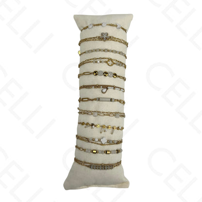 Set of Stainless Steel Bracelets (12 pcs.) - natural stones and steel