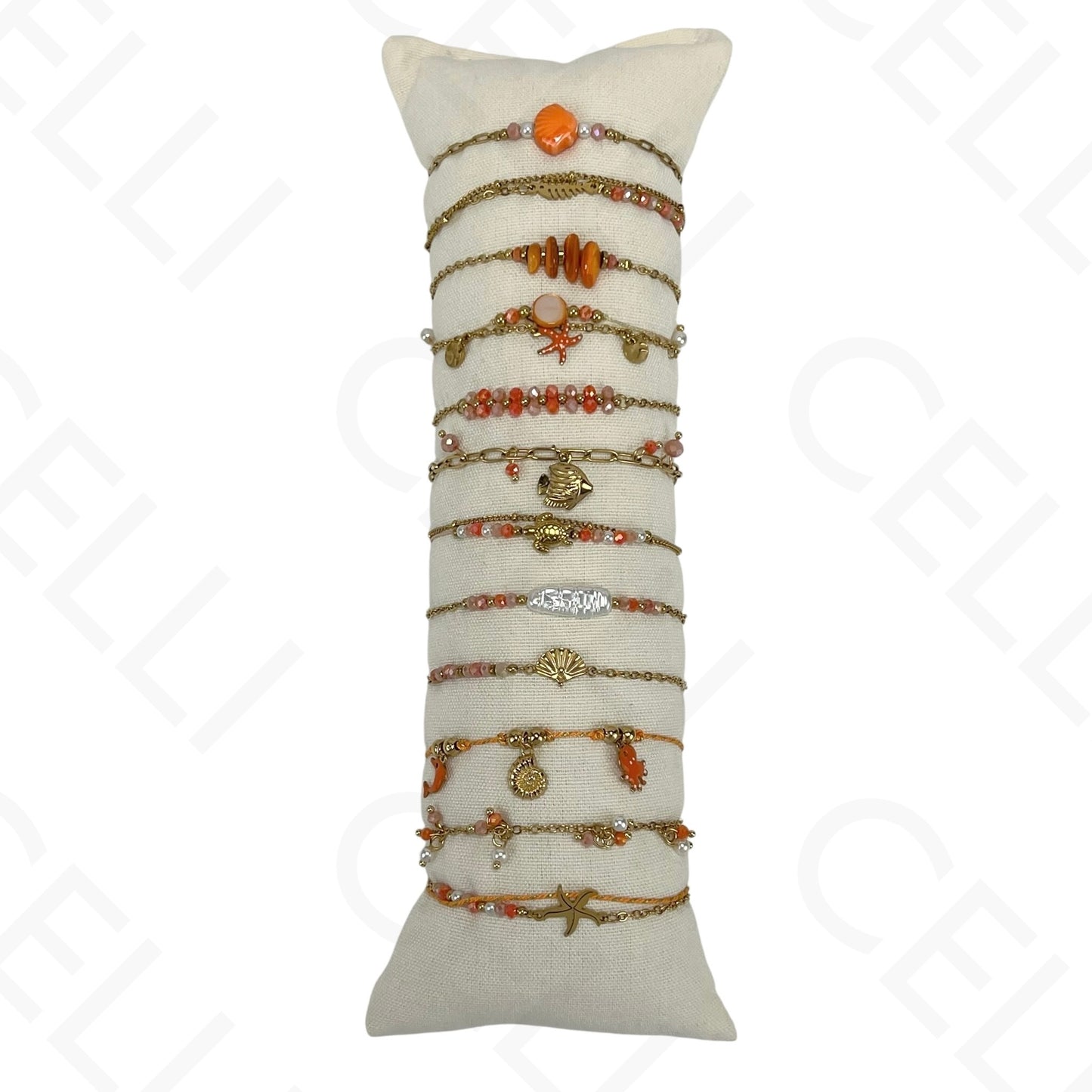 Conjunto de Pulseiras de aço (12 und.) - contas e aço