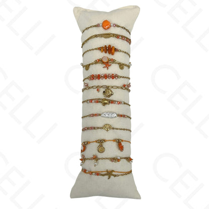 Conjunto de Pulseiras de aço (12 und.) - contas e aço