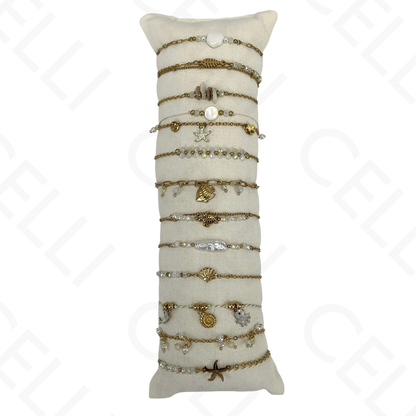 Conjunto de Pulseiras de aço (12 und.) - contas e aço