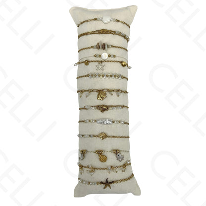 Conjunto de Pulseiras de aço (12 und.) - contas e aço