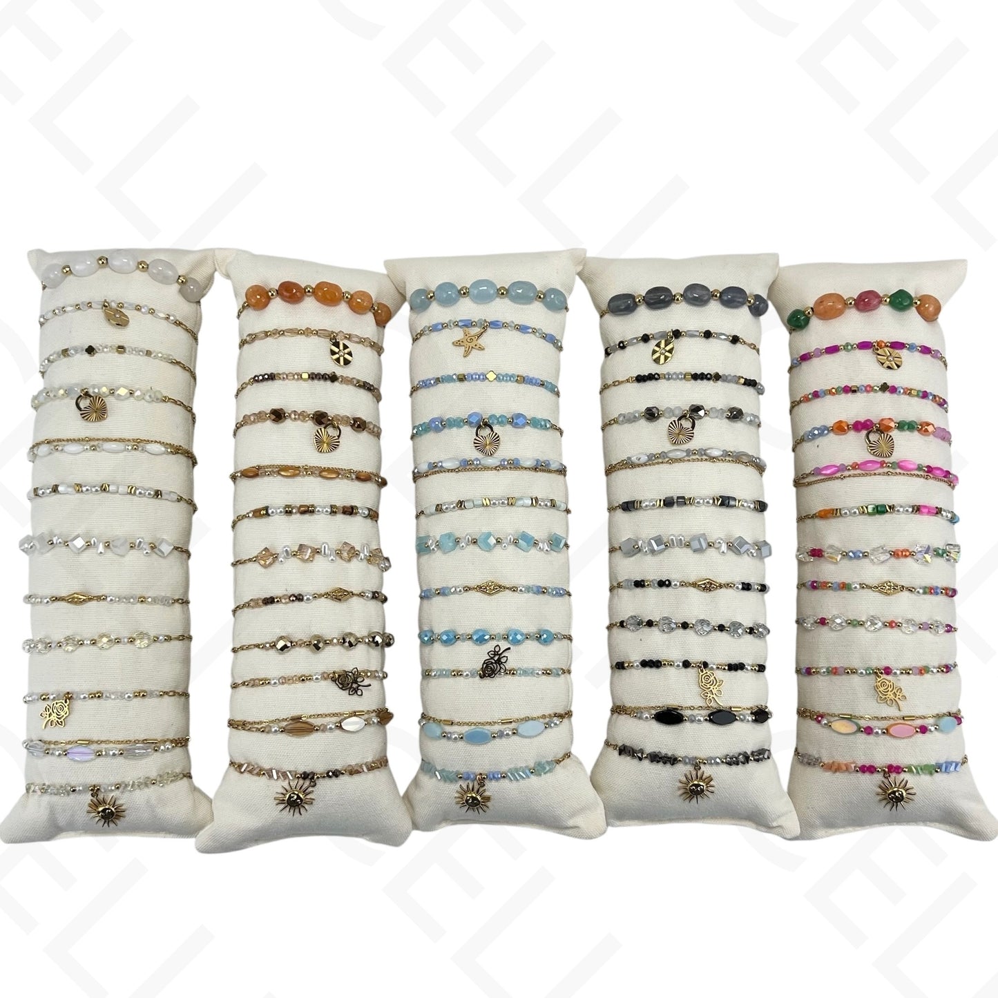 Conjunto de Pulseiras de aço (12 und.) - contas e aço