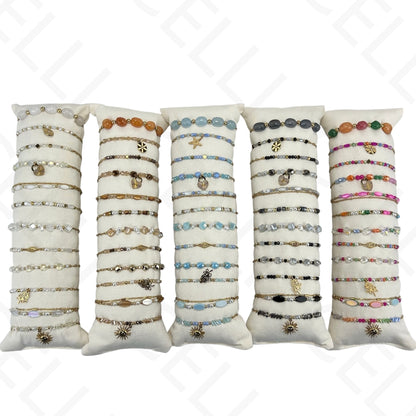 Conjunto de Pulseiras de aço (12 und.) - contas e aço