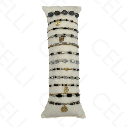 Conjunto de Pulseiras de aço (12 und.) - contas e aço