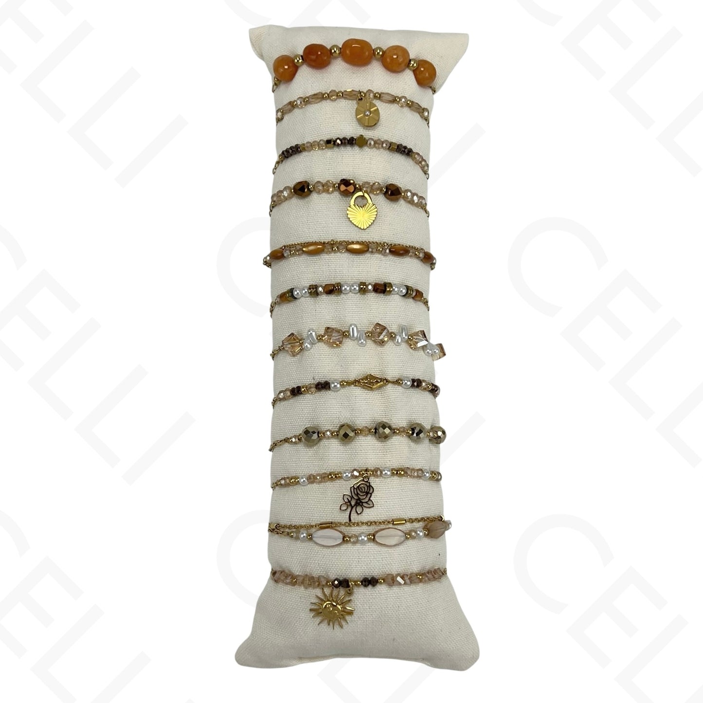 Conjunto de Pulseiras de aço (12 und.) - contas e aço