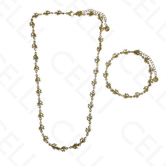 Colar/Pulseira de aço - Corais