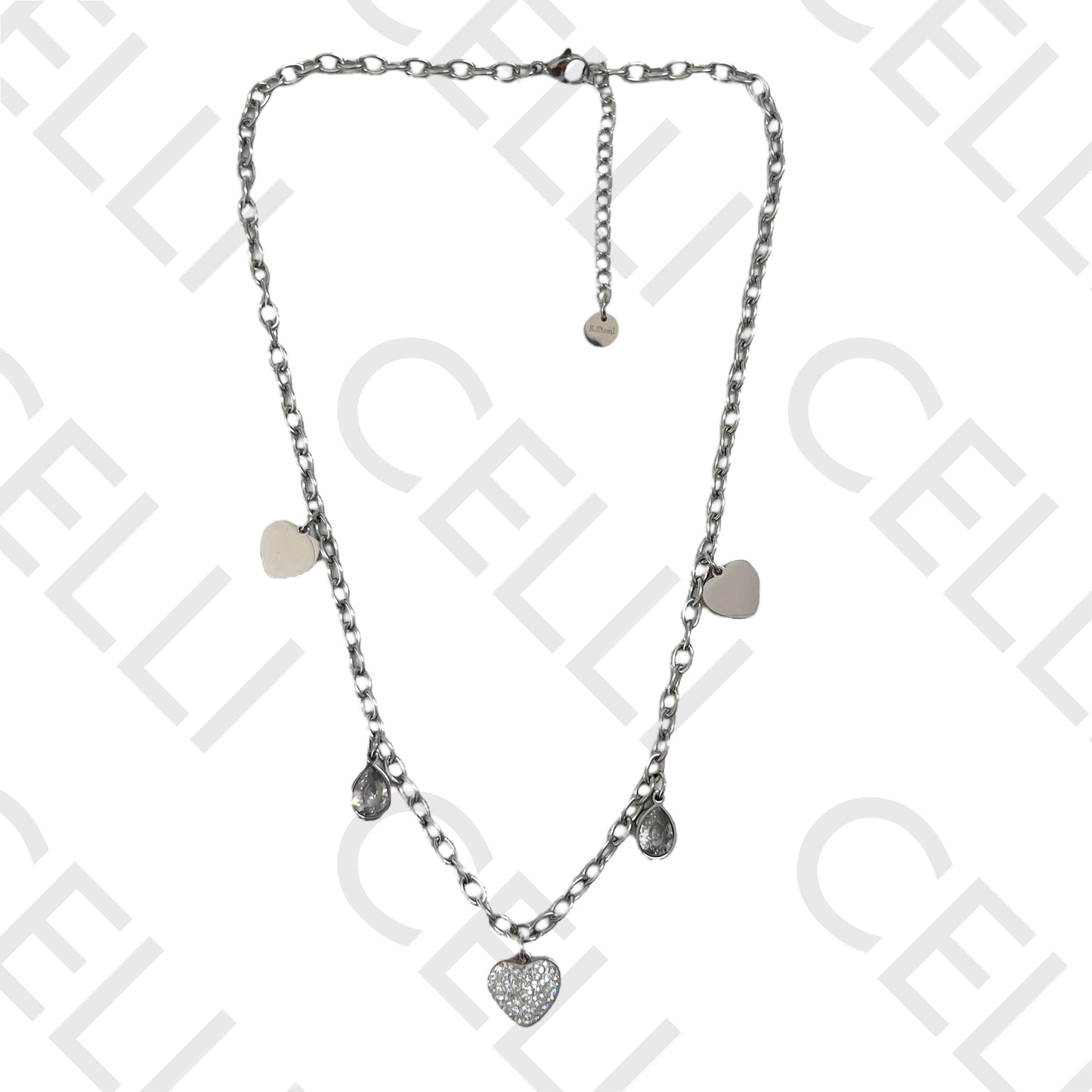 钢链 - 镶钻心形