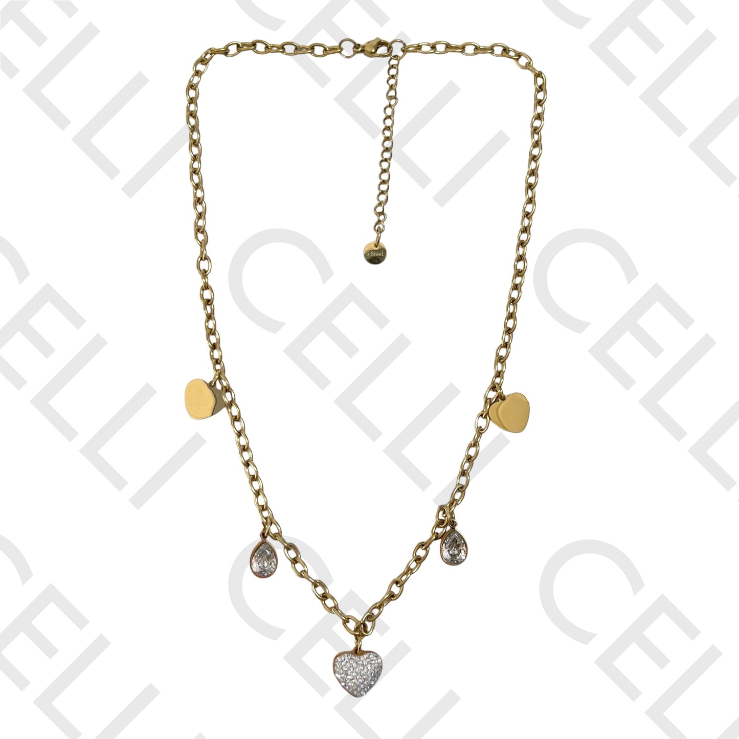 钢链 - 镶钻心形