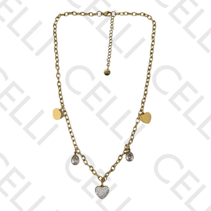 钢链 - 镶钻心形