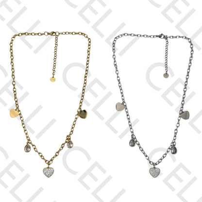 钢链 - 镶钻心形