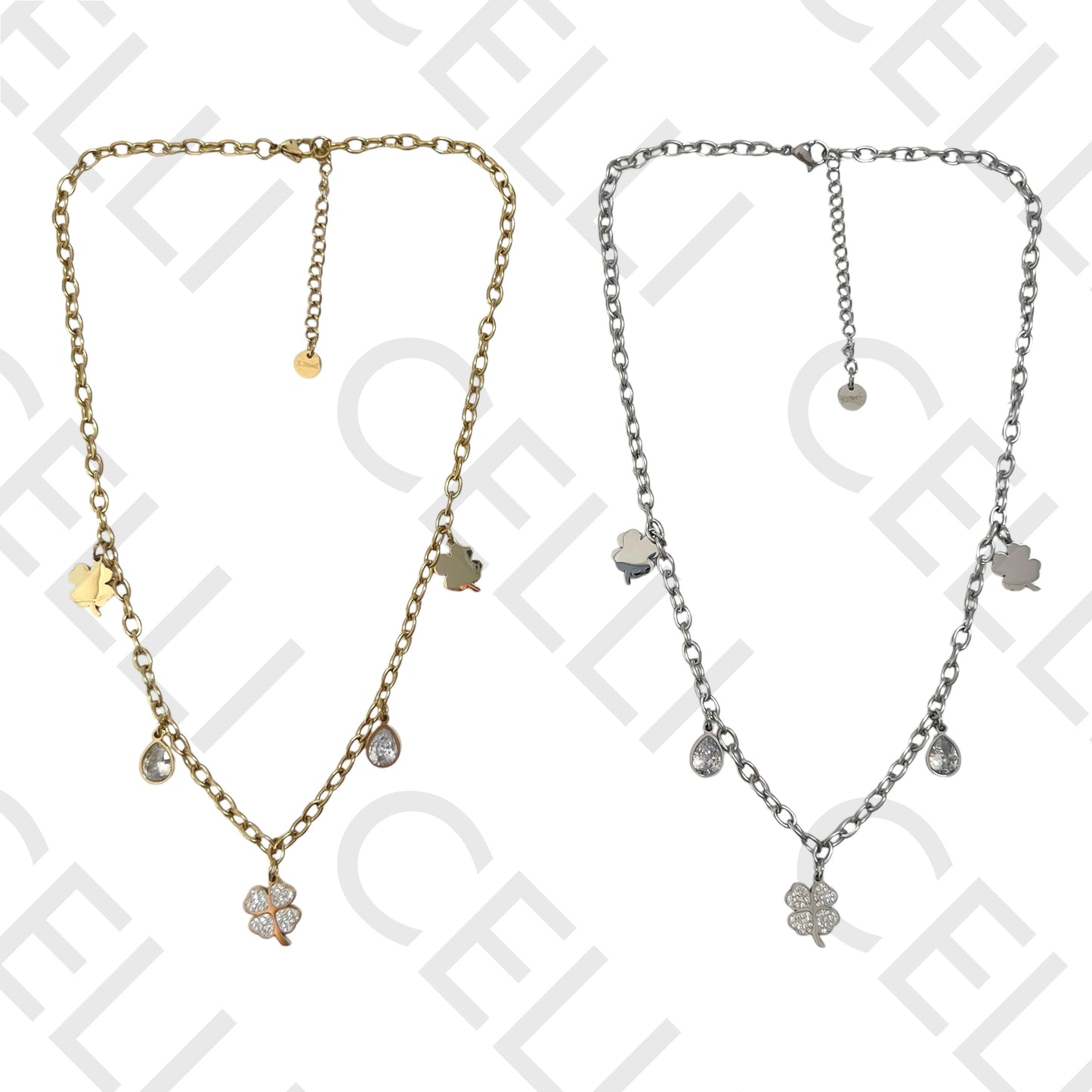 钢制尾巴 - 带有闪亮的三叶草