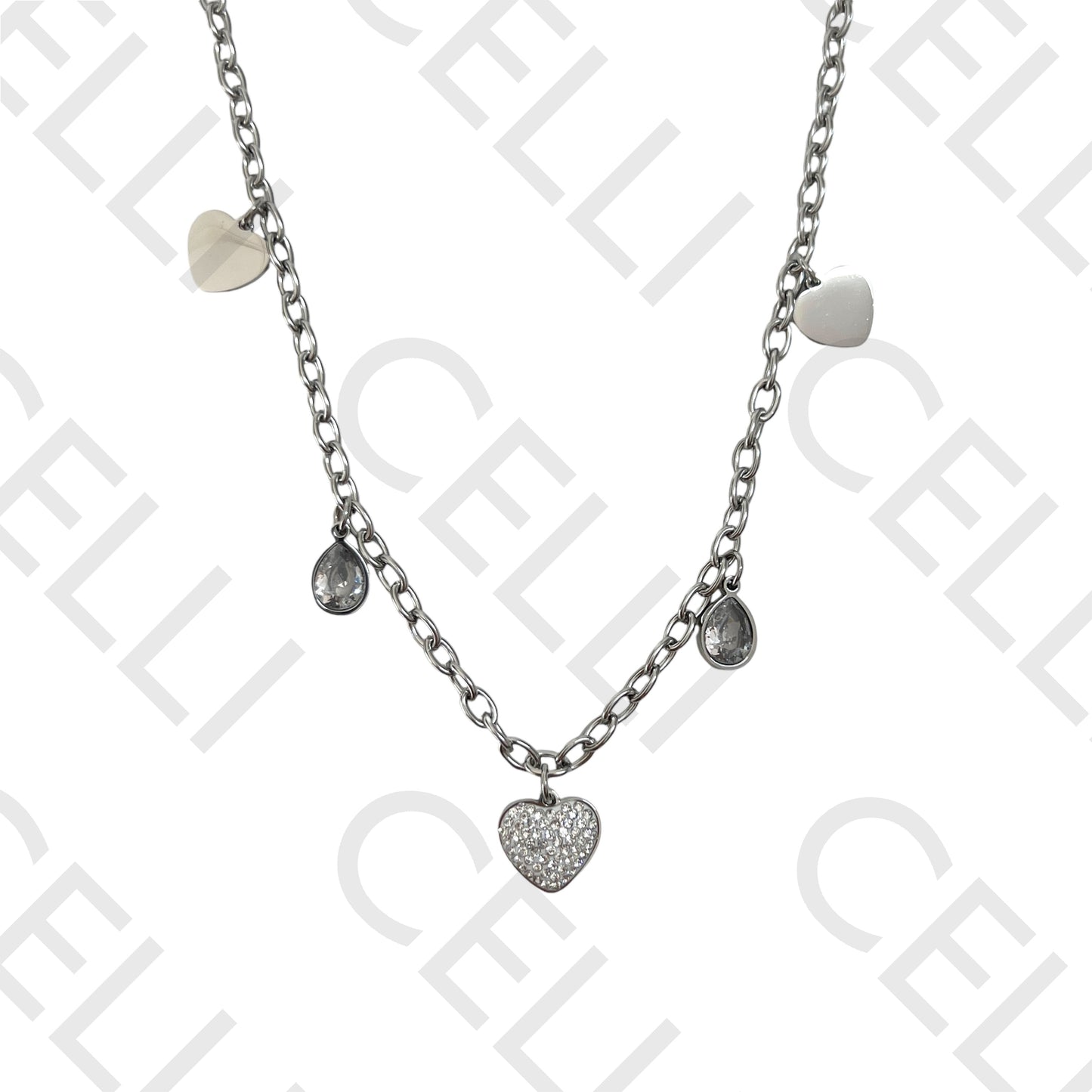 钢链 - 镶钻心形