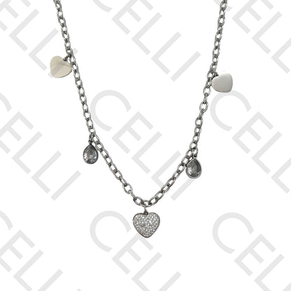 钢链 - 镶钻心形