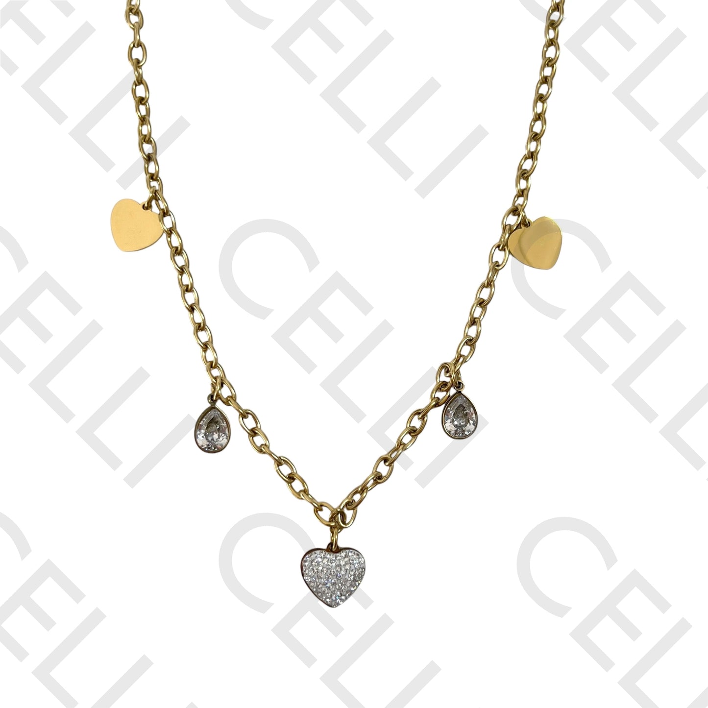 钢链 - 镶钻心形