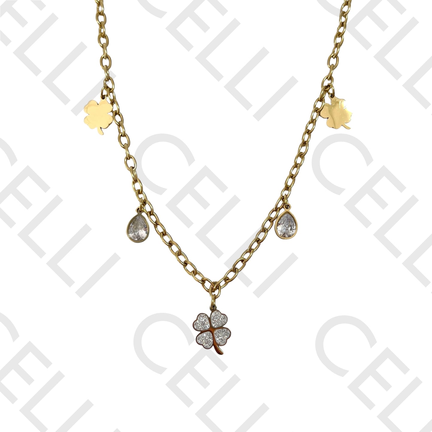 钢制尾巴 - 带有闪亮的三叶草