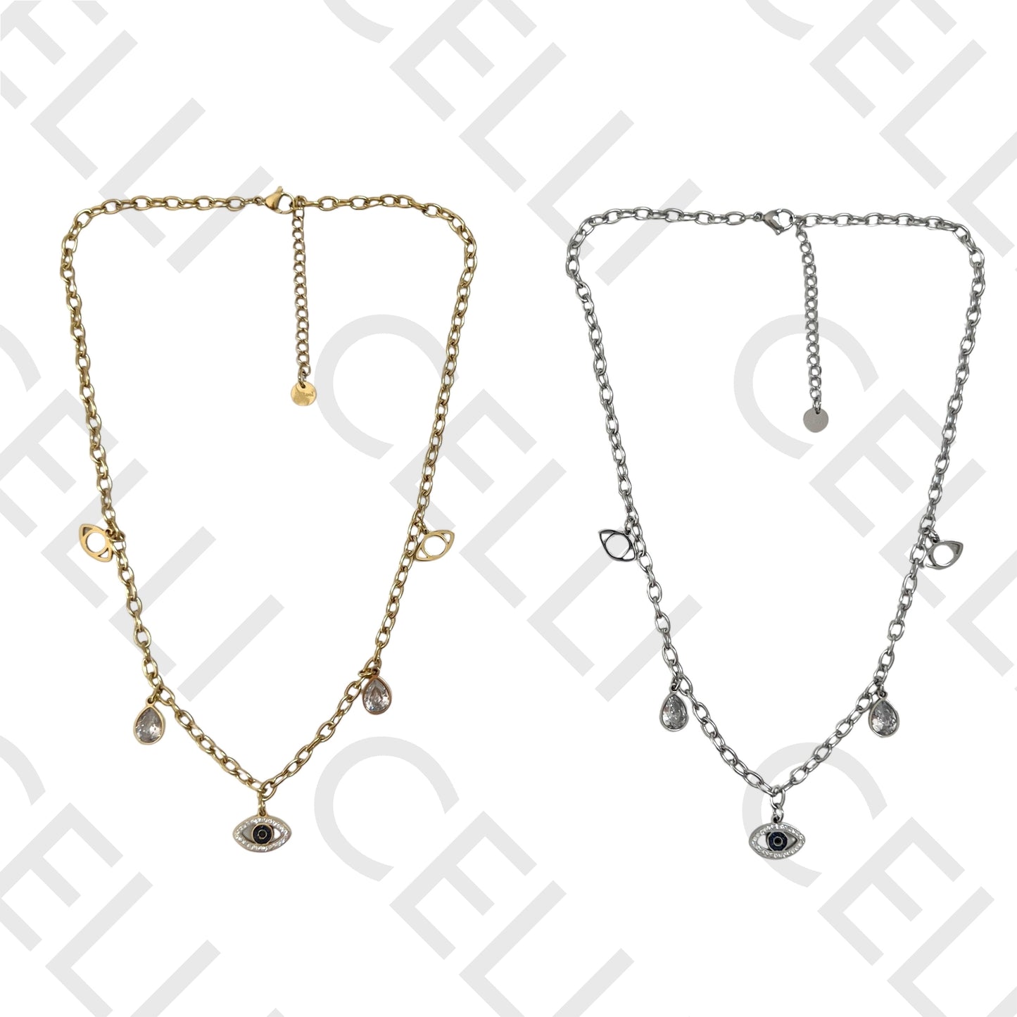 钢链 - 带钻石的眼睛