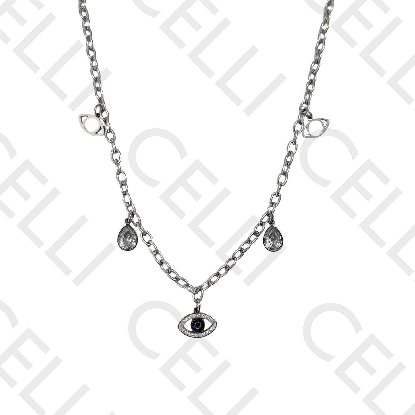 钢链 - 带钻石的眼睛