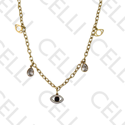 钢链 - 带钻石的眼睛