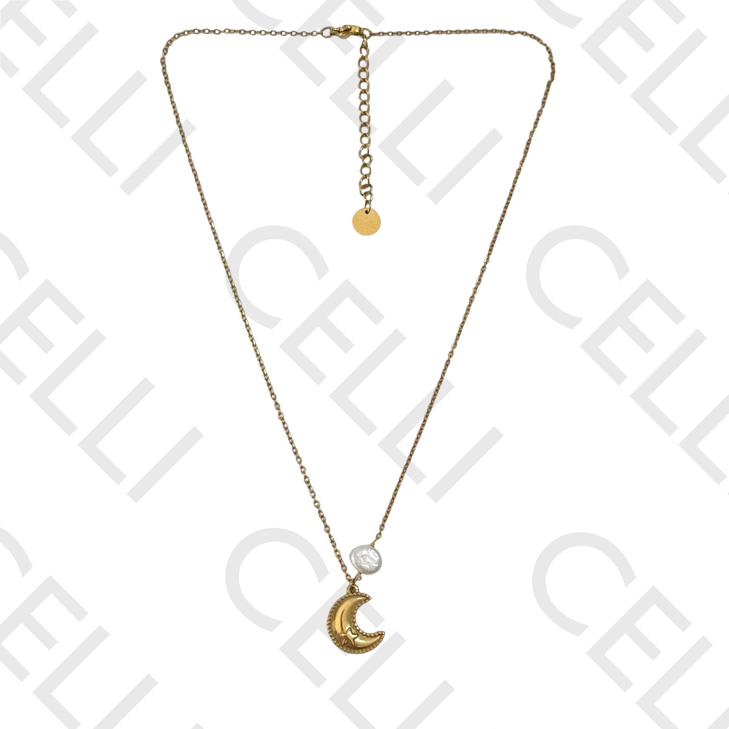 钢链 - 月形带珍珠